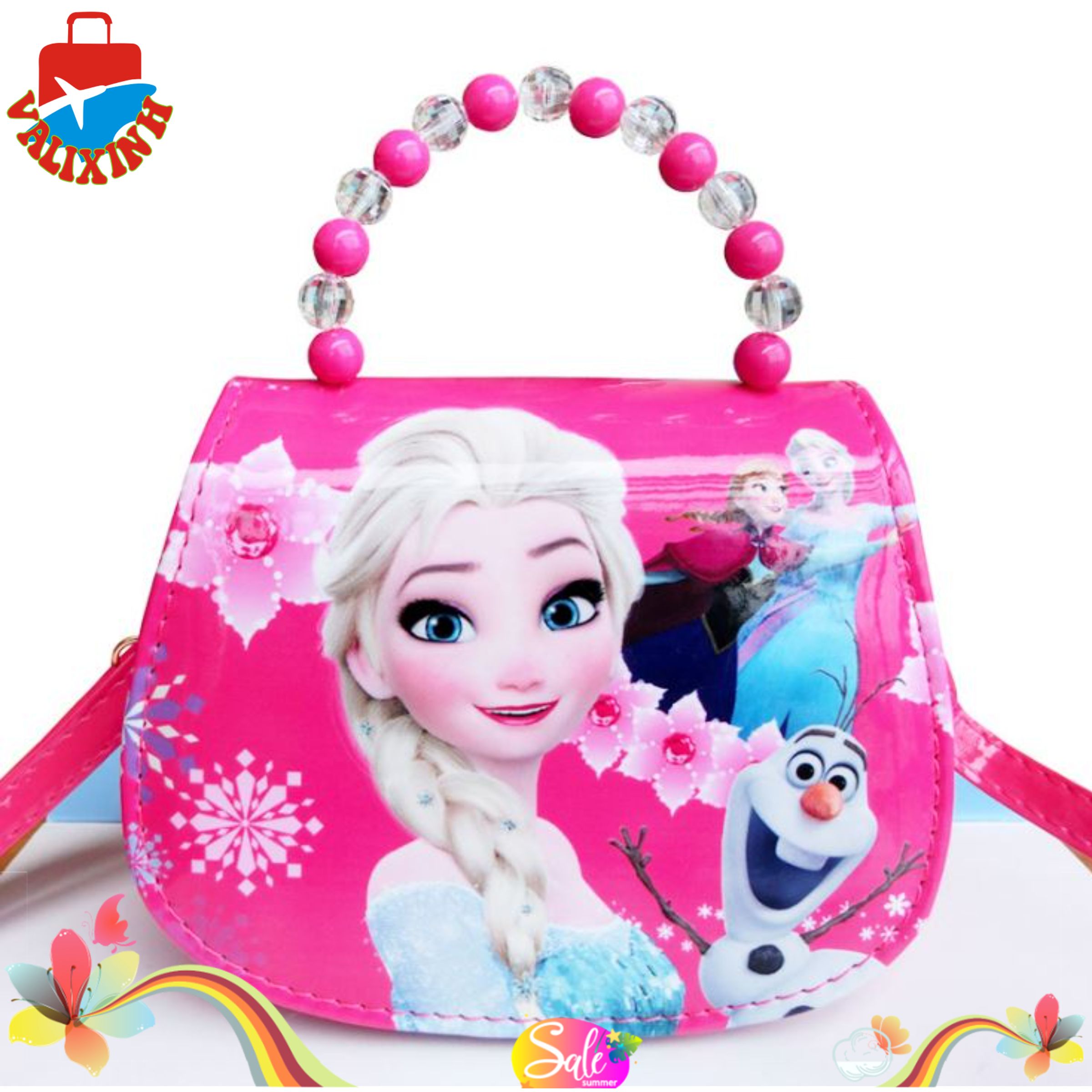 Túi xách đeo chéo mini dây hạt ngọc in hình công chúa ELSA nhỏ nhắn, dễ thương. Túi đẹp cho bé gái, dễ phối đồ