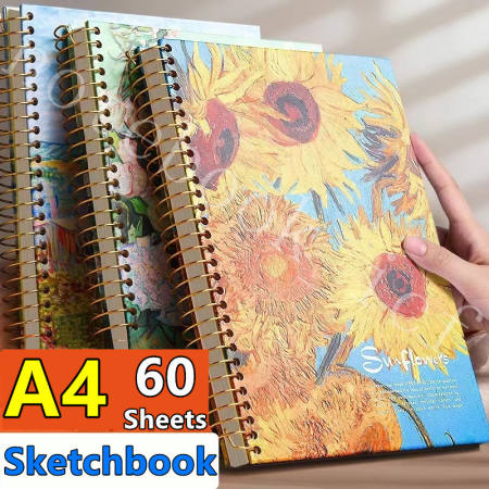 Spiral Graffiti Sketchbook with Thick Blank Paper and Color Pencil