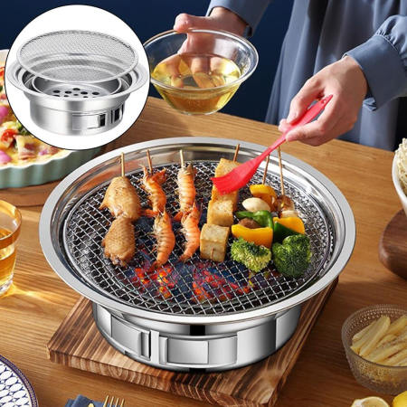 Portable Stainless Steel Korean BBQ Grill for Outdoor Camping Garden