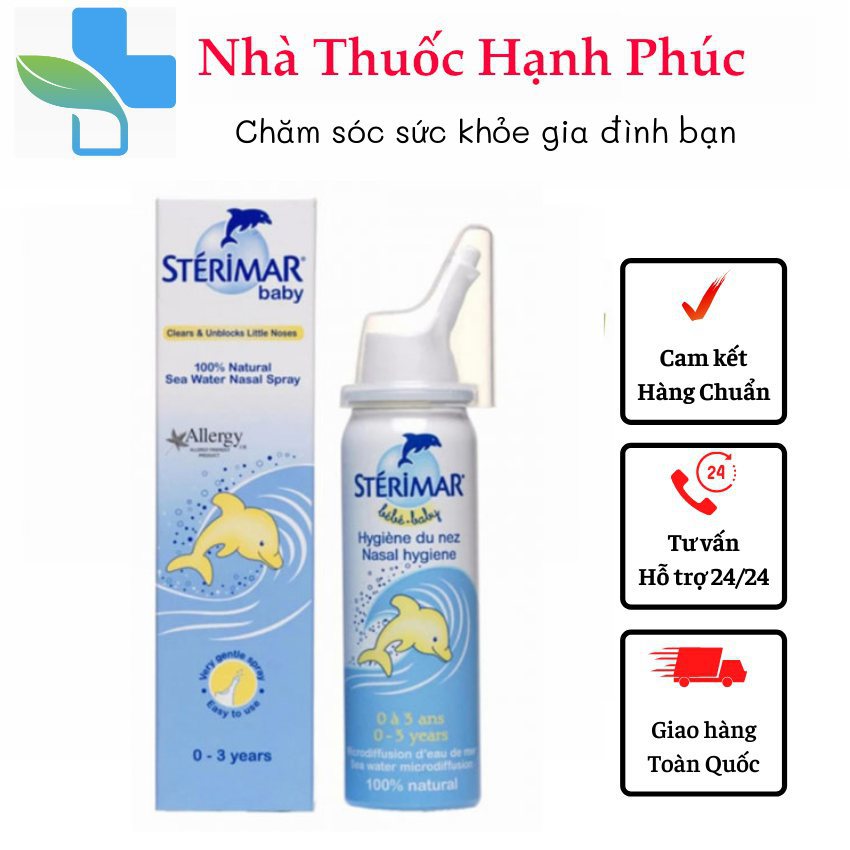 Nước biển xịt mũi cho trẻ sơ sinh Sterimar baby chai 50ml