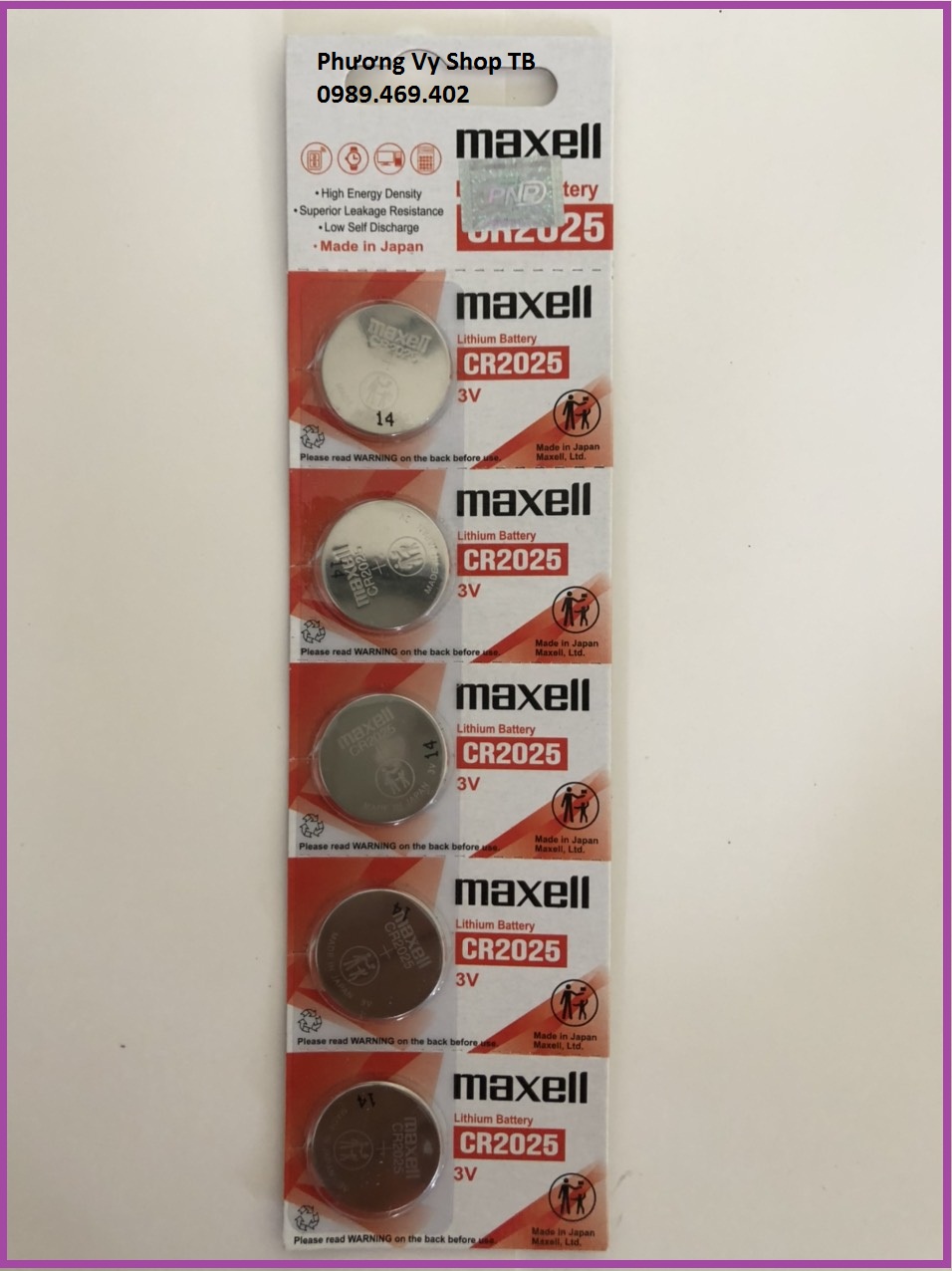 Pin cr2025 maxell lithium 3v chính hãng vỉ 5 viên made in japan