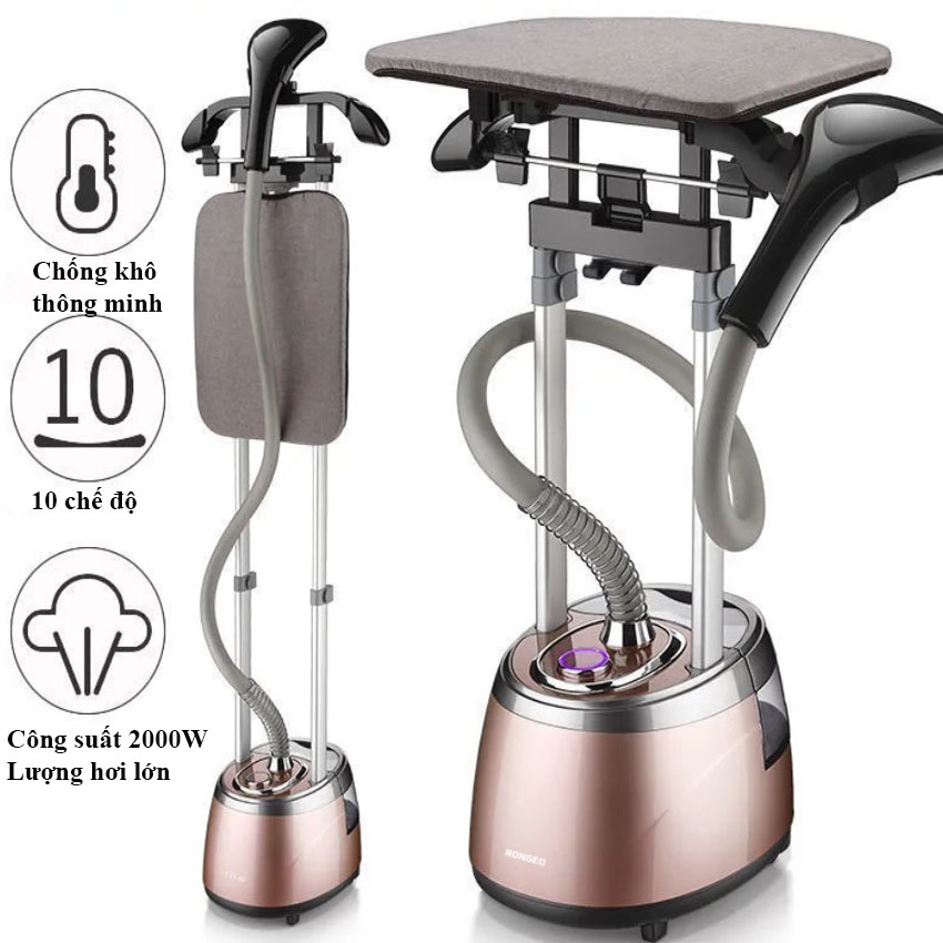 Bàn là hơi nước cây Rongeo công suất 2000W, Bàn ủi hơi nước cây, bàn là hơi nước cây có mặt ủi