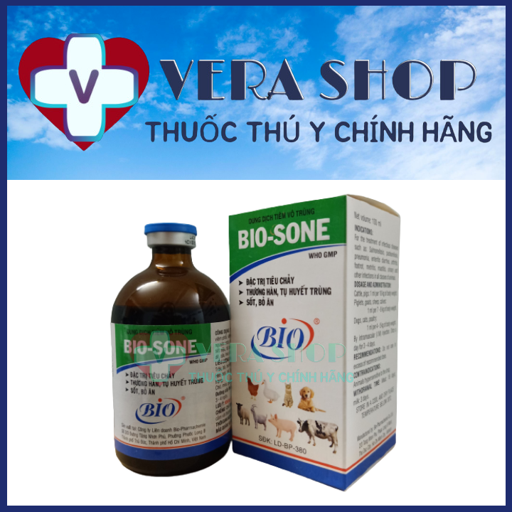 BIO SONE 100ML - Thuốc trị tiêu chảy, tụ huyết trùng, thương hàn, sốt bỏ ăn - Sỉ Lẻ Thuốc Thú Y