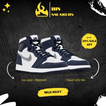 Giày Jordan cổ cao màu xanh navy chuẩn 11 Full Box - Giày thể thao sneaker Jordan cao cổ nam nữ JD1 xanh than