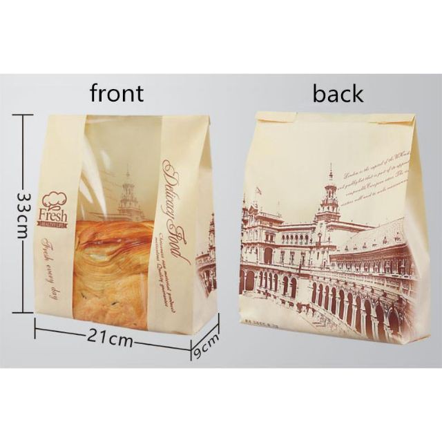 Combo 100 túi đựng bánh mì hoa cúc ngang kích thước 21x10x30cm