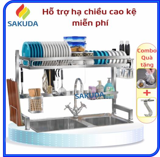Kệ Úp Chén Bát Inox Foodcom - Kệ Chén Đa Năng Inox Để Trên Bồn Rửa - Kệ Để Chén Loại 1 tầng, Size 86cm - Hàng Chính Hãng, Bảo Hành 12 Tháng