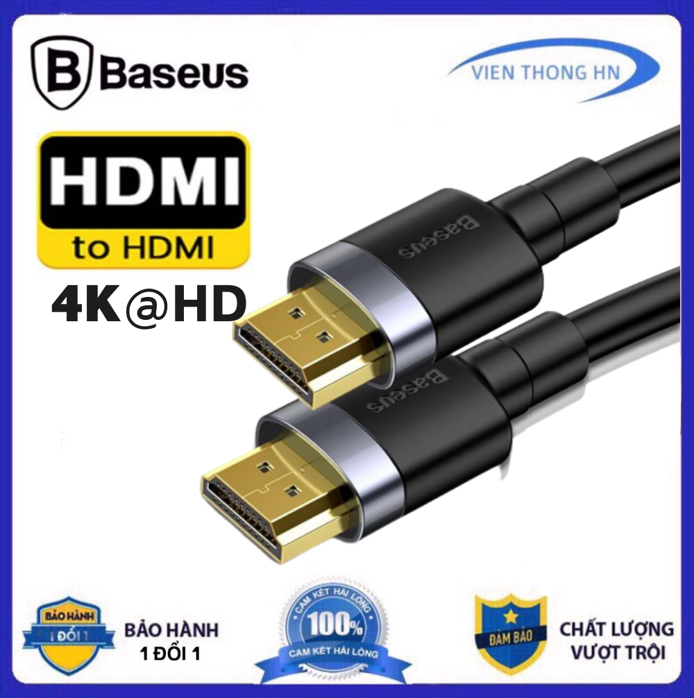 Dây hdmi 2.0 - cáp 2 đầu hdmi chính hãng baseus cafule hdmi xuất hình ảnh đến 4k 60hz ultra hd chiều dài cáp 1m 2m 3m 5m - vienthonghn