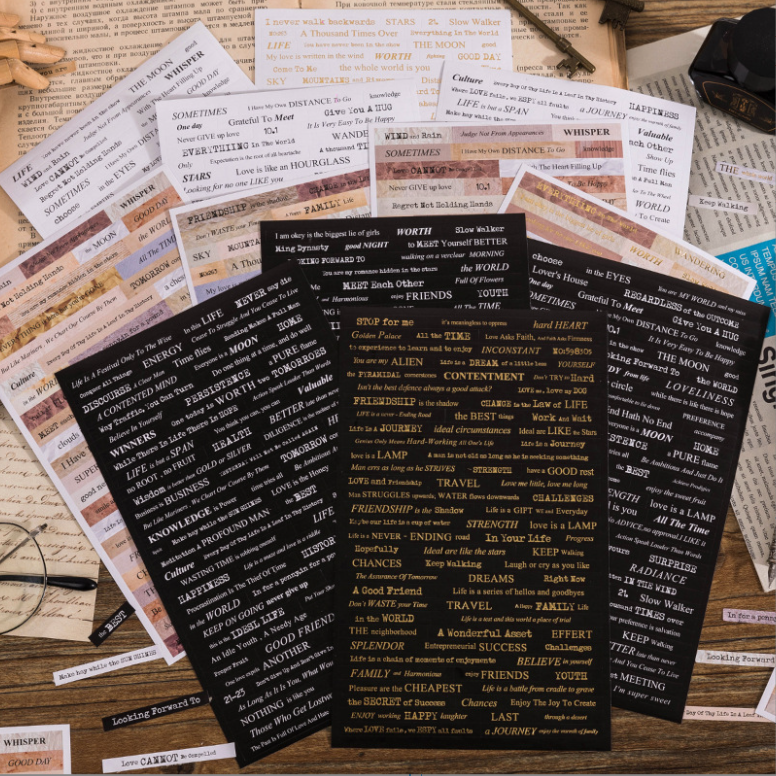 Set 4 tấm sticker câu quotes tiếng anh