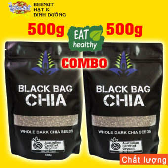 Hạt chia đen Úc (1KG) (Combo 2 túi 500g) - Hạt chia Ogranic - Hạt chia Seeds - Hạt dinh dưỡng BeeNut