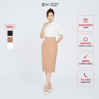 Chân Váy CCHAT Dáng Bút Chì Cạp Bổ Chất Tuytsi Cao Cấp Mềm Mịn 93CDS2009OT