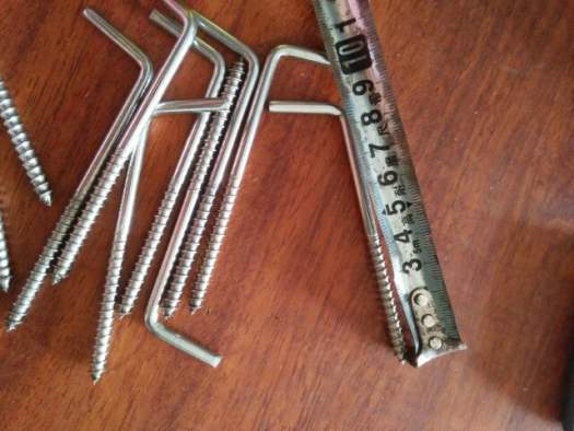 Móc Chữ L Inox Không Gỉ (10 Chiếc Đinh Vít Móc Chữ L Inox, Treo Đồ) 6,8,10