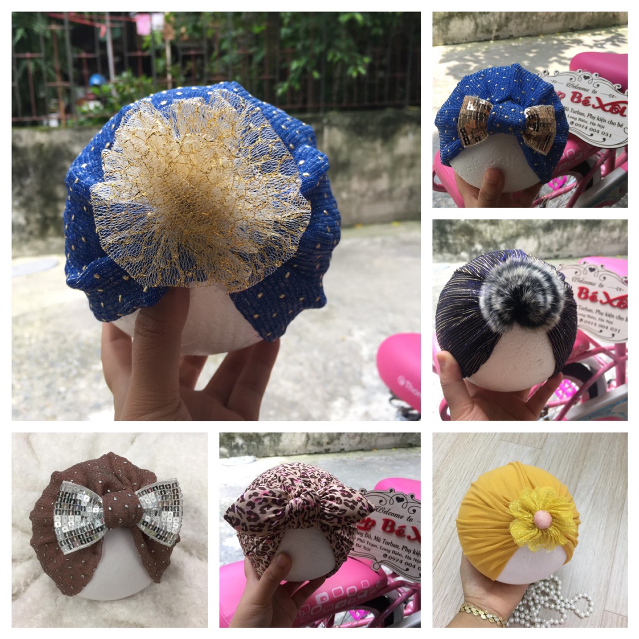 [HÌNH THẬT] Nón turban cho bé sơ sinh, mũ turban cho bé 0-12 tháng - có size - nhiều mẫu