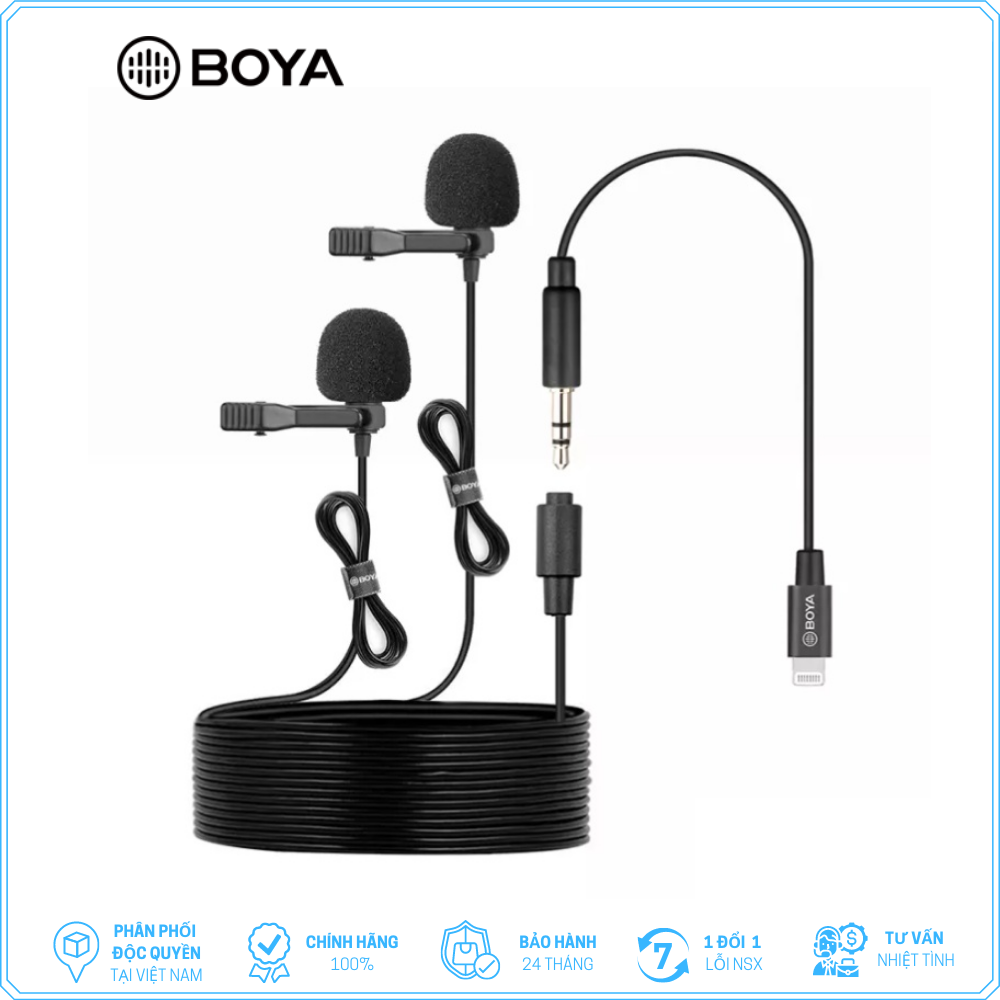 Boya by-m2d - mic thu âm kép cổng lightning dành cho thiết bị ios - hàng chính hãng