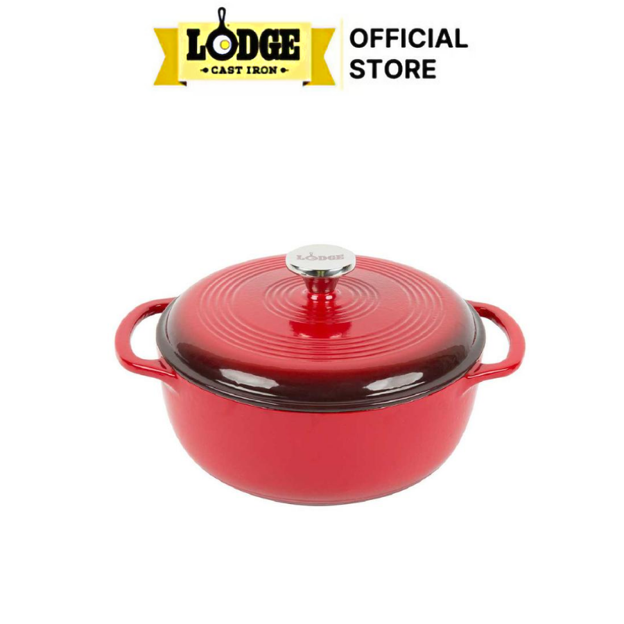 [Trả góp 0%] Lodge - Nồi gang phủ men màu đỏ