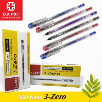 Hộp 12 Cây Bút Gel 3-Zero 0.38mm Đông A Hàn Quốc Mực Xanh, Tím