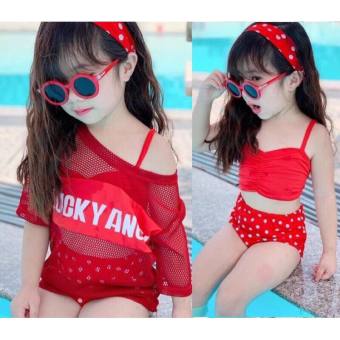 Set Đồ Bơi Cho Bé [H&H] Set Đồ 4 Món Bé Gái Kèm Áo Lưới Và Băng Đô Cài Đầu