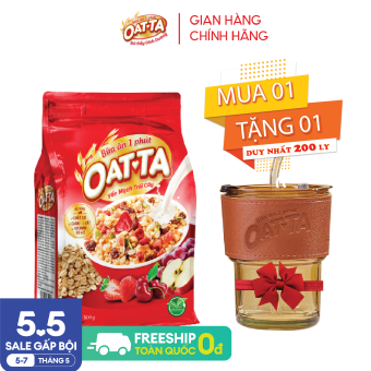 Yến mạch trái cây Oatta túi 800g (Tặng kèm cốc thủy tinh bọc da cao cấp)
