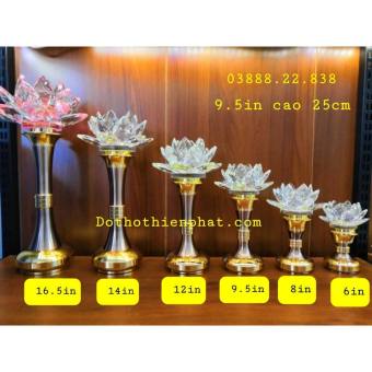 Cặp đèn thờ đá pha lê 9.5in