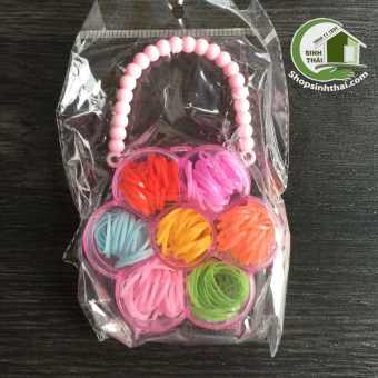 Hộp nhựa dây thun cột tóc nhiều màu - có quai xách