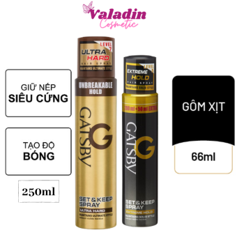 Keo xịt tóc cứng GATSBY Extreme Hold 66ml Keo sịt tóc siêu cứng Ultra Hard 250ml Chai keo xịt tóc Gôm Xịt tóc -Valadin