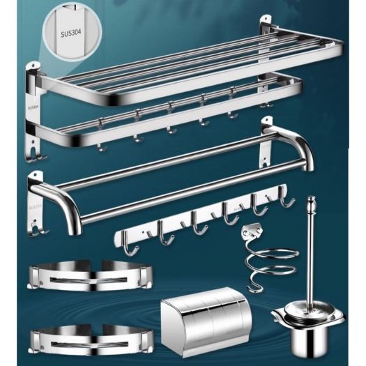 Phụ Kiện Nhà Tắm INOX 304 cao cấp Giá treo khăn tắm Thanh vắt khăn Móc treo quần áo - Dán tường gạch men hoặc khoan