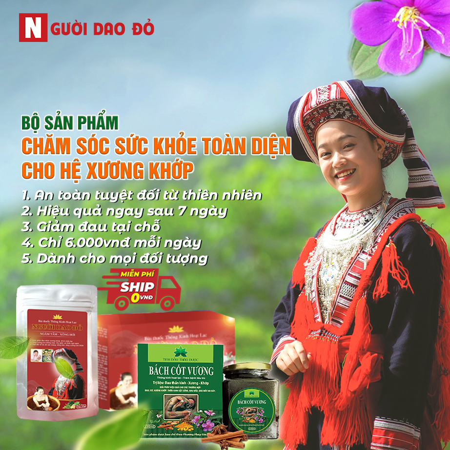 Combo 1 thảo dược ngâm chân người dao đỏ và 1 tinh dầu xoa bóp thảo dược bách cốt vương: hỗ trợ đau nhức xương khớp, tê bì chân tay, mất ngủ