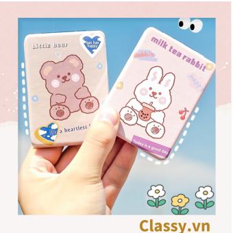 Classy Gương trang điểm cầm tay mini 2 mặt bỏ túi, Gương cầm tay mini Hàn Quốc siêu cute, Gương hoạt hình PK570