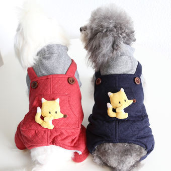 1 Chiếc Áo Liền Quần Bốn Chân Giữ Ấm Họa Tiết Cáo Màu Vàng Thú Cưng Dễ Thương Đồ Ngủ Trang Phục Cho Chó Mèo Cún Con Mèo Con