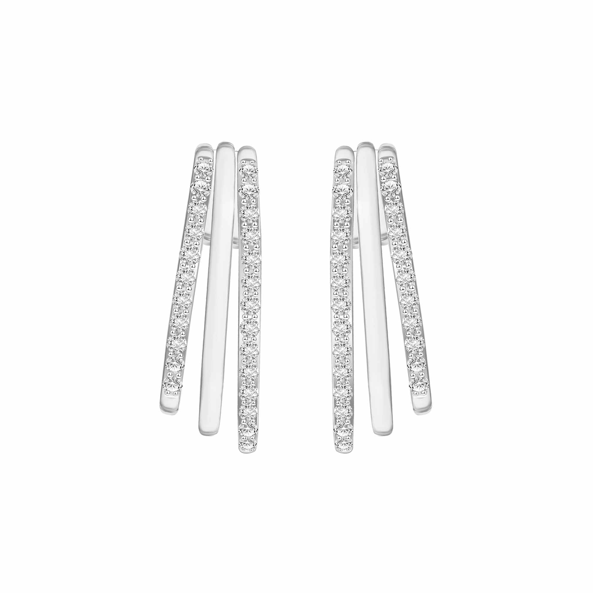 Merii Star Light: Silver rhodium plated with round cut CZ snow star cuff stud earrings ราคา 1,912 บาท*ส่งฟรี