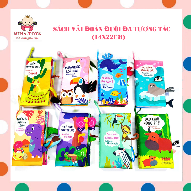SÁCH VẢI ĐOÁN ĐUÔI PIPO (14x22cm) - ĐA TƯƠNG TÁC - Có chút chít, lục lạc và màng PP sột soạt