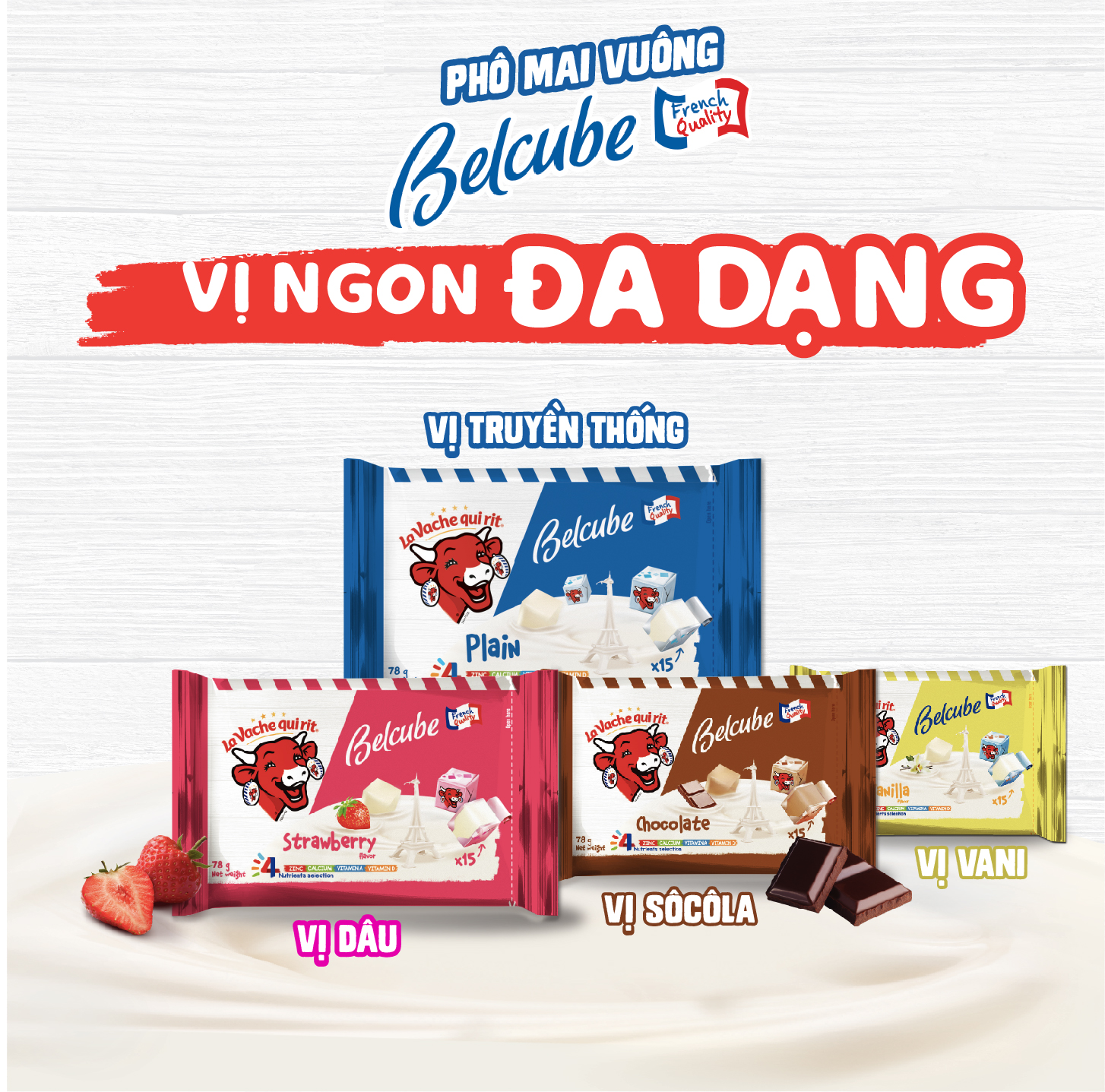 [Chỉ giao HCM] Phô Mai Vuông Belcube (1 gói x 15 viên) Hỗ Trợ Hệ Miễn Dịch