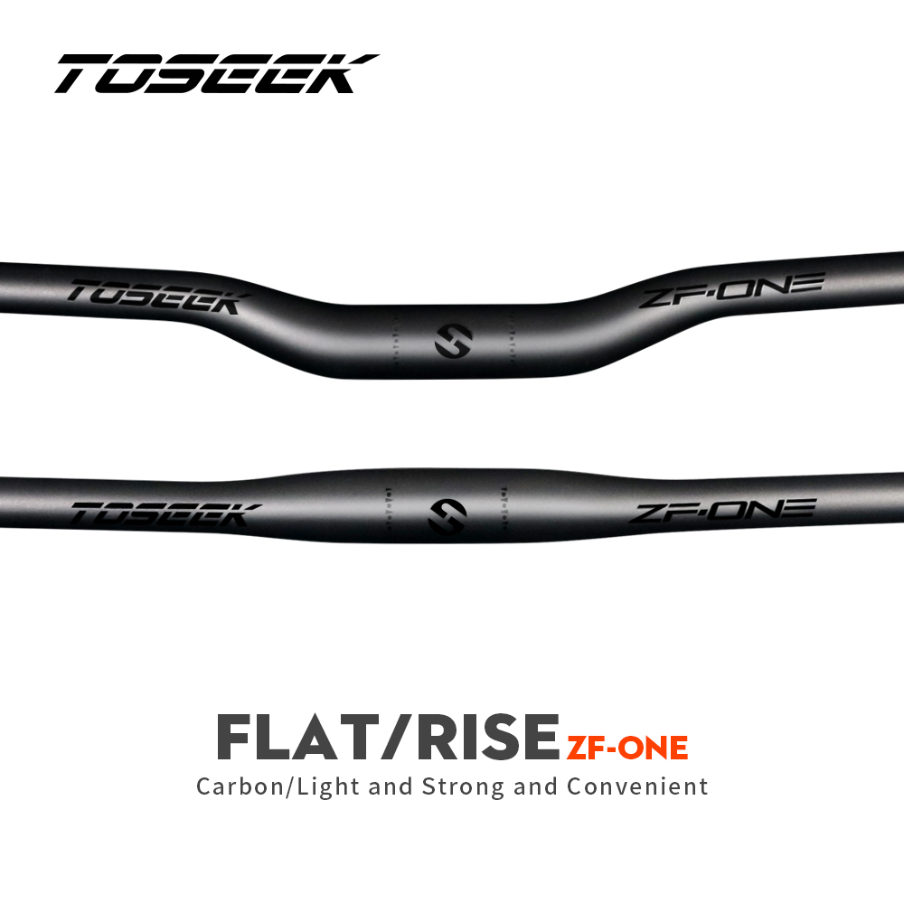 Toseek cod tay lái xe đạp leo núi bằng sợi carbon phụ tùng xe đạp tay lái xe đạp leo núi bằng phẳng hoặc nổi siêu nhẹ tay lái xe đạp 720mm đường kính kẹp 31.8mm phụ kiện xe đạp màu đen mờ