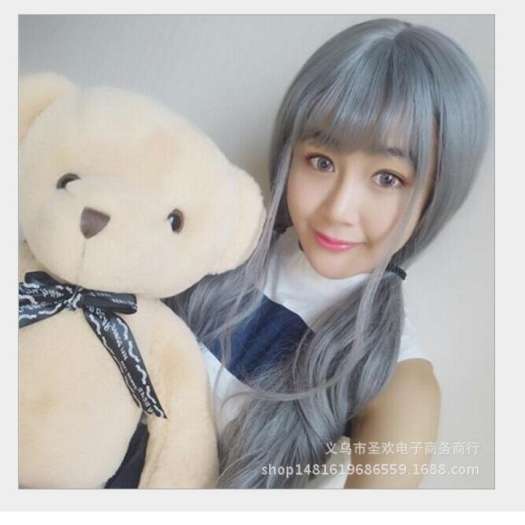 Tóc giả nữ nguyên đầu,tóc giả nữ cao cấp làm bằng tơ mềm mượt như tóc thật (màu khói) + tặng kèm lưới