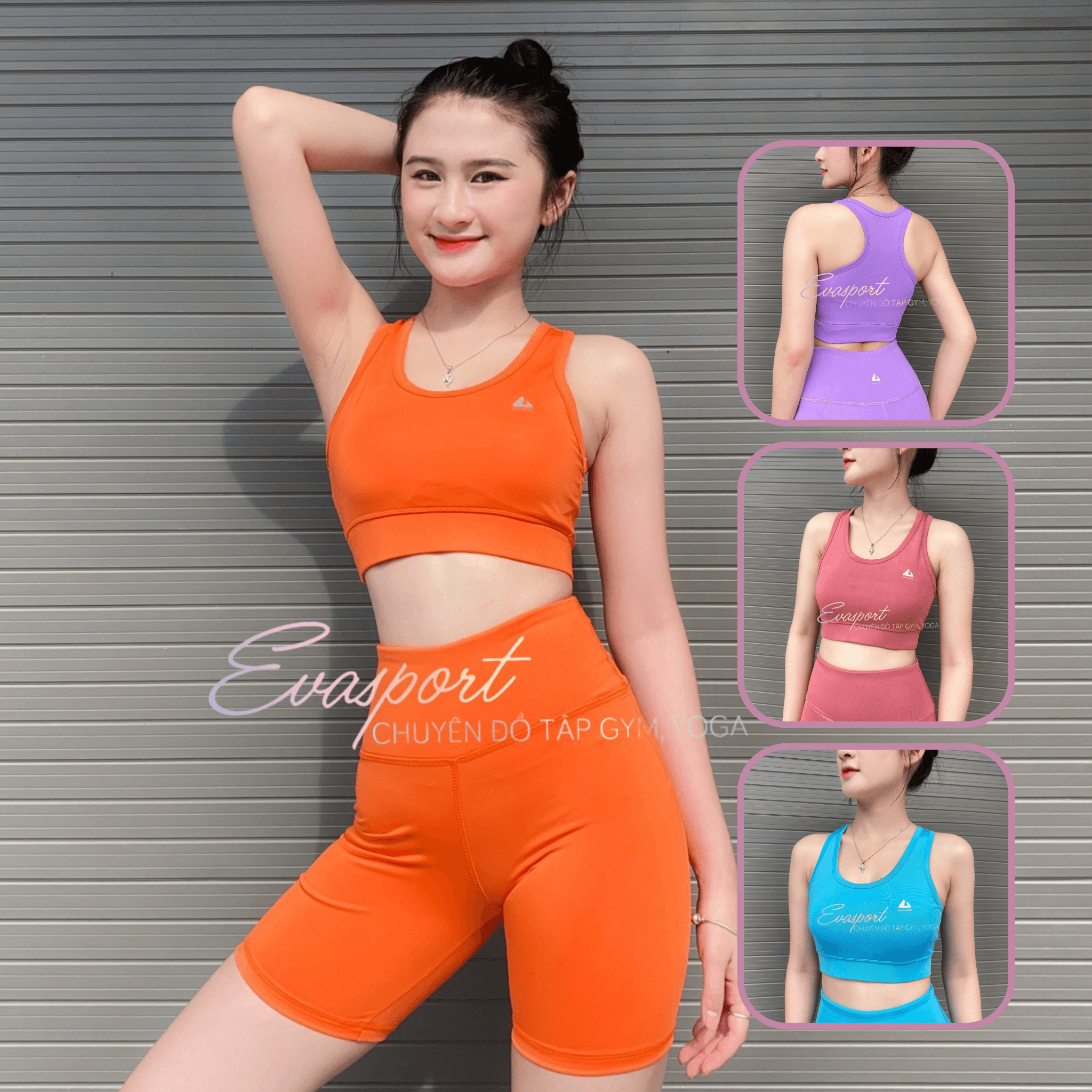 Set tập gym nữ ngố, tập yoga aerobic thể thao chạy bộ ôm body nữ dáng đẹp gồm áo bra quần ngố tập gym