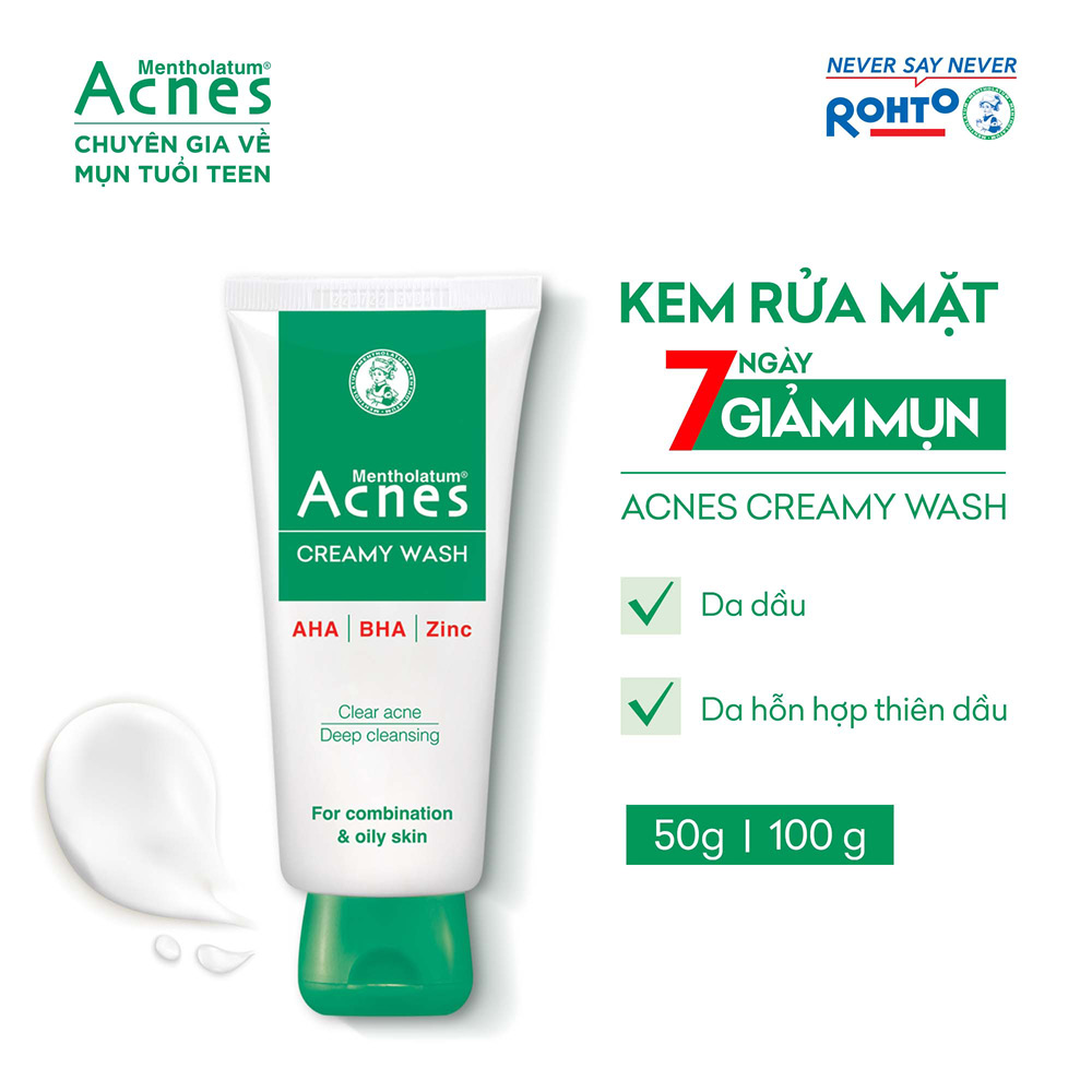 Sữa rửa mặt ngăn ngừa mụn Acnes Creamy Wash 100g