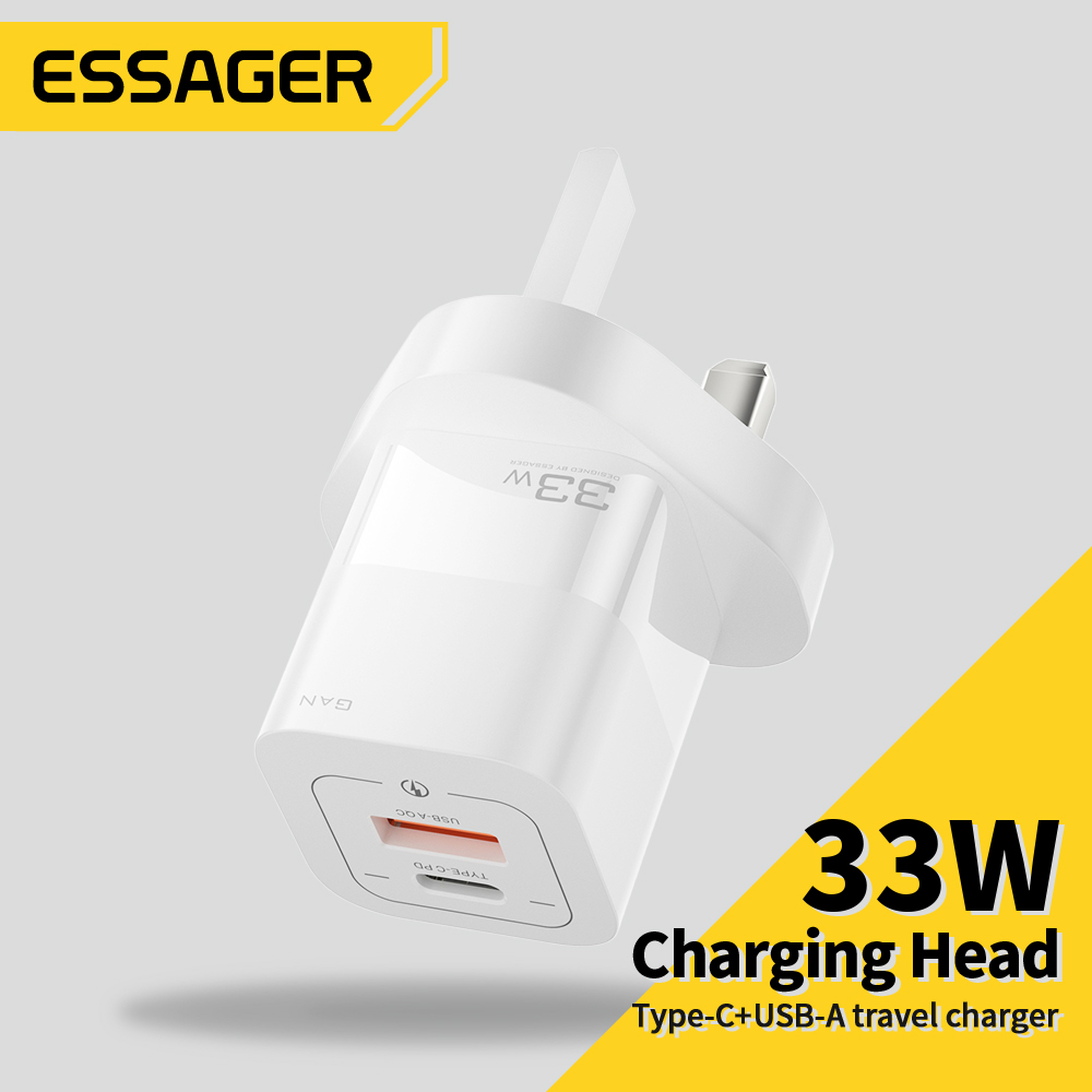 Essager Bộ Sạc GAN 33W Bộ Sạc Nhanh USB Type C PD Cho iPhone 13 12 Pro Max iPad Pro Samsung Huawei X