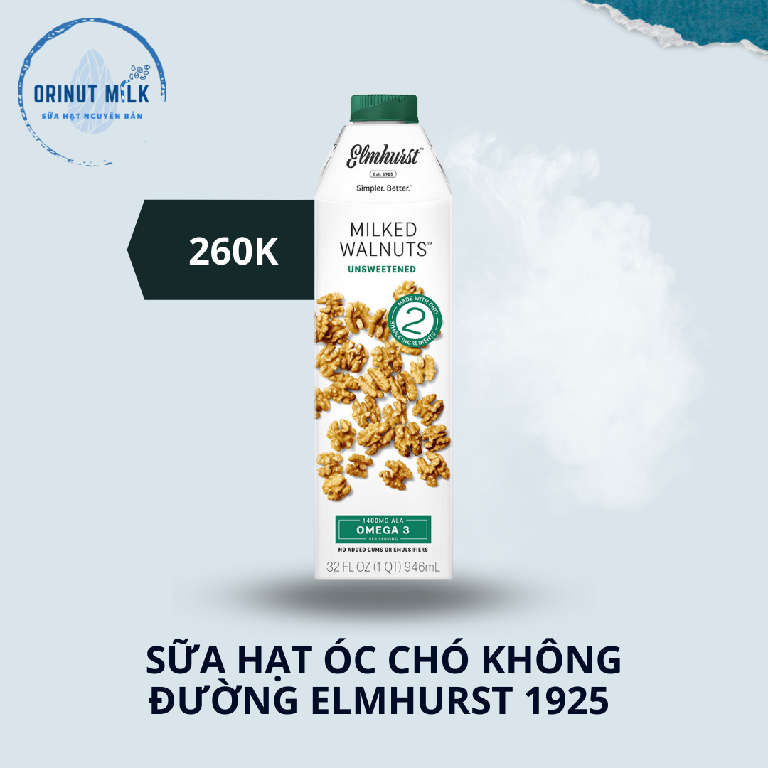 Sữa hạt óc chó không đường Elmhurst 1925 Unsweetened Walnut Milk 1L