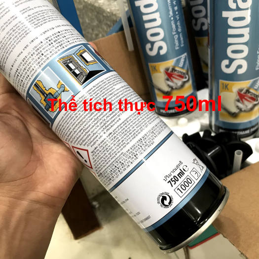 Keo bọt nở - Soudafoam 1K dùng vòi 750ml trang trí gương (Foam trương nở)