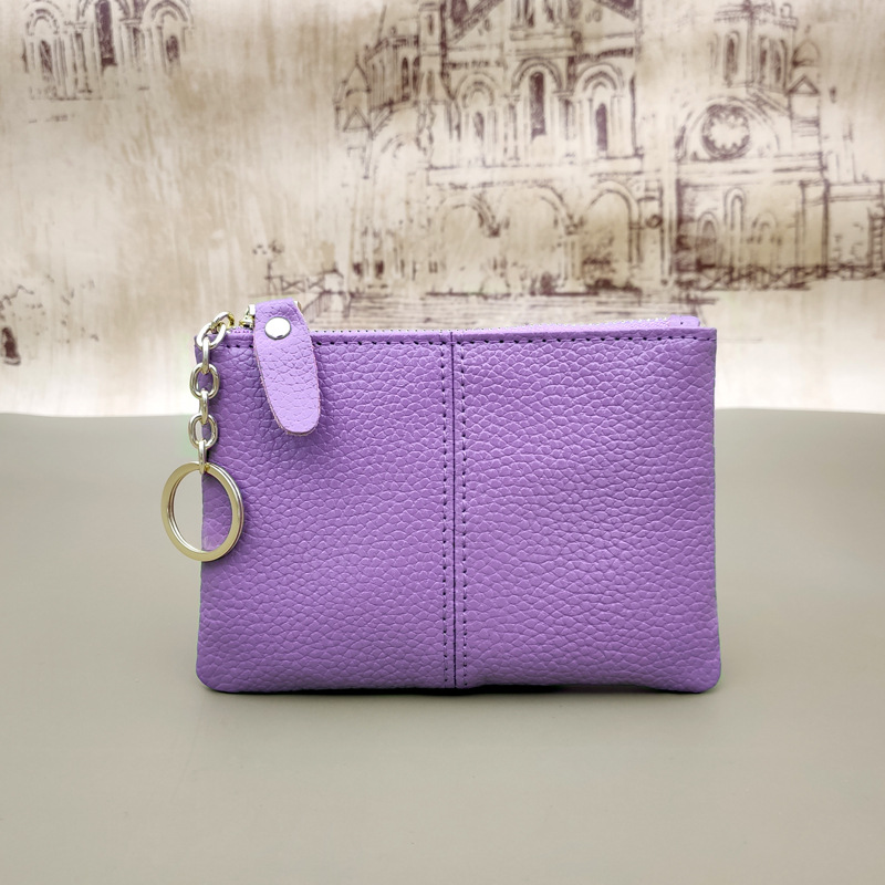 Phụ Nữ Da Thật Chính Hãng Da Ví Đựng Tiền Xu Nữ Dây Kéo Nhỏ Ví Túi Xách Tay Da Bò Phối Túi