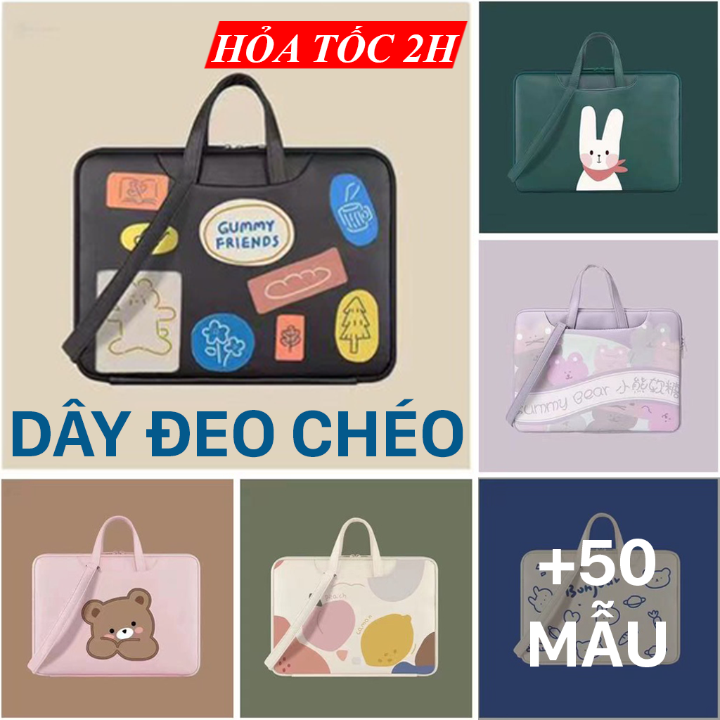 Túi chống sốc laptop, macbook 13,14,15 inch chất liệu canvas siêu bền chống thấm nước nhiều họa tiết đáng yêu