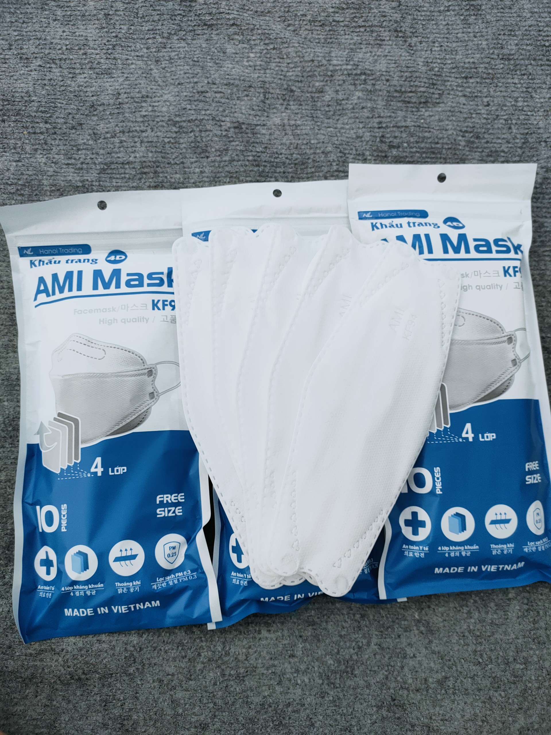 [COMBO 100 chiếc] Khẩu trang y tế 4D AMI KF94 mask Hàn Quốc, 4 lớp  KF94 ngăn chặn vi khuẩn 99%  - Meo Store01