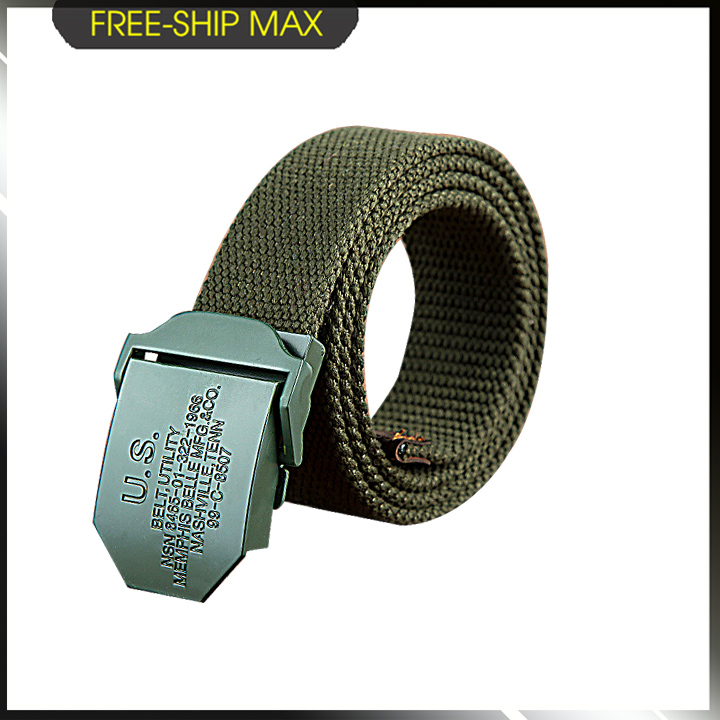 Thắt lưng nam vải bố dày màu  khóa USđen dài 120 cm đầu bọc da trẻ trung thanh lịch bền đẹp