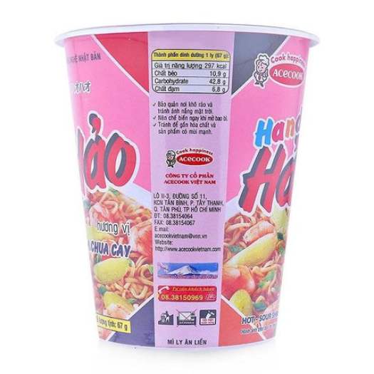 Thùng 24 ly mì vị tôm chua cay Hảo Hảo 67g