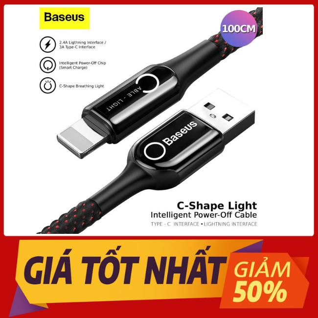 Dây sạc nhanh tự ngắt baseus 2.4a cho đt ip 5/6/7/ x