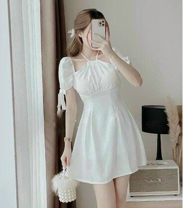 Đầm cổ yếm có mút , nhiều màu, xanh ngọc, xanh mint