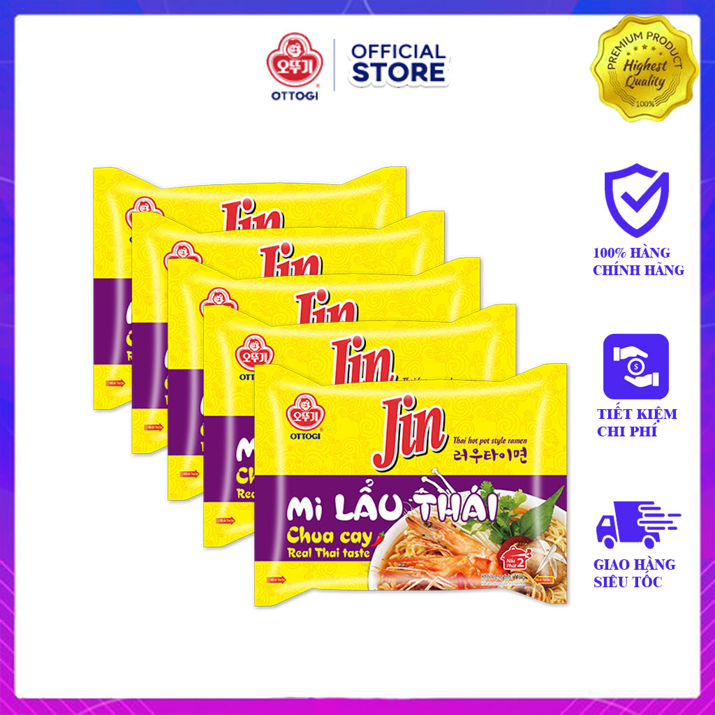 Combo 5 gói Mì Jin lẩu Thái Ottogi 115g