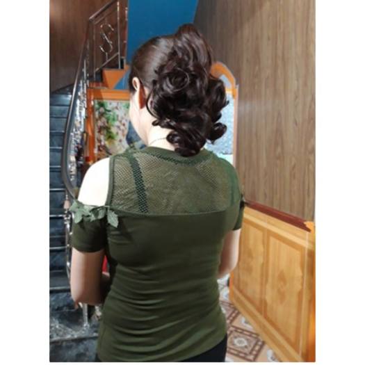 Tóc giả nữ dạng kẹp dài ngang vai đẹp, đuôi tóc xoăn giả ngắn dạng kẹp ngoạm 25cm