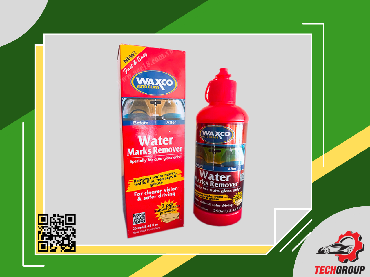 [HCM]Tẩy mốc kính Waxco 250ml -Tẩy vết ố váng ánh tím lớp canxi… trên bề mặt kính ô tô kính xây dựng gây ra bởi nước mưa nước giếng khoan hóa chất…
