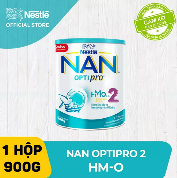 Sữa bột Nestle NAN OPTIPRO 2 HM-O 800g cho trẻ từ 6-12 tháng tuổi giúp trẻ dễ tiêu hóa tăng cường sức đề kháng và tăng cân khỏe mạnh