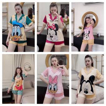 Đồ Bộ Pijama Lụa💖Thiết kế Quần Sooc Họa Tiết Chất Liệu Satin Mát Lịm☘️Đồ Ngủ Nữ